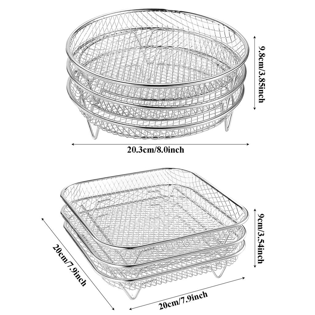 Air Fryer Universal Accessories Metal Oven Air Fryer Racks For Baking Stackable Grill Skewer Rack Fit All Airfryer 4.2Qt - 5.8Qt