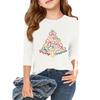 Children's 3/4 Sleeve Independence Day Printed Round Neck Casual T-shirt