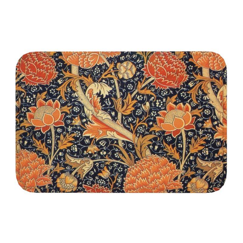 Custom William Morris Compton Floral Art Nouveau Pattern Doormat Bath Door Floor Mat Textile Pattern Toilet Rug Carpet Footpad