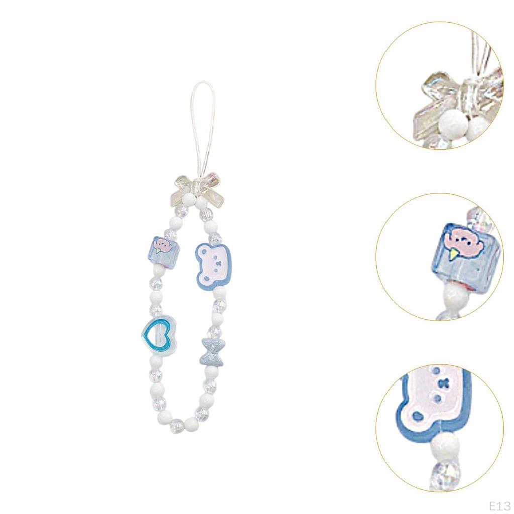Beaded Phone Lanyard Cute Bracelet Keychain Bag Pendant Decoration Wrist Strap