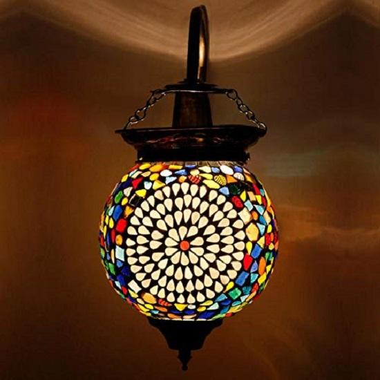 Skleněné nástěnné svítidlo ve tvaru koule pro obývací pokoj, domácí dekorace, turecké svítidlo (Vícebarevné, žárovka není součástí dodávky