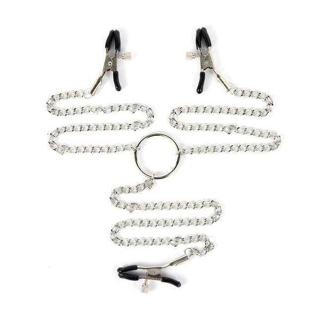 Fetish Adult Game Sex Toy for Women Metal Nipple Clamp with Chain Bondage Breast Labia Clip Stimulation Massager BDSM