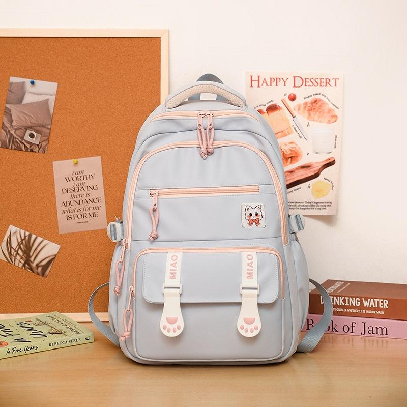 

Высококачественный, свежий и милый рюкзак для девочки конфетного цвета, рюкзак большой вместимости для старшеклассницы светло-серый