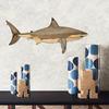 Wood Shark Wall Art Decor Rustic Wooden Shark Statue Ocean Fish Wall Hanging Sculpture for Bedroom Living Room