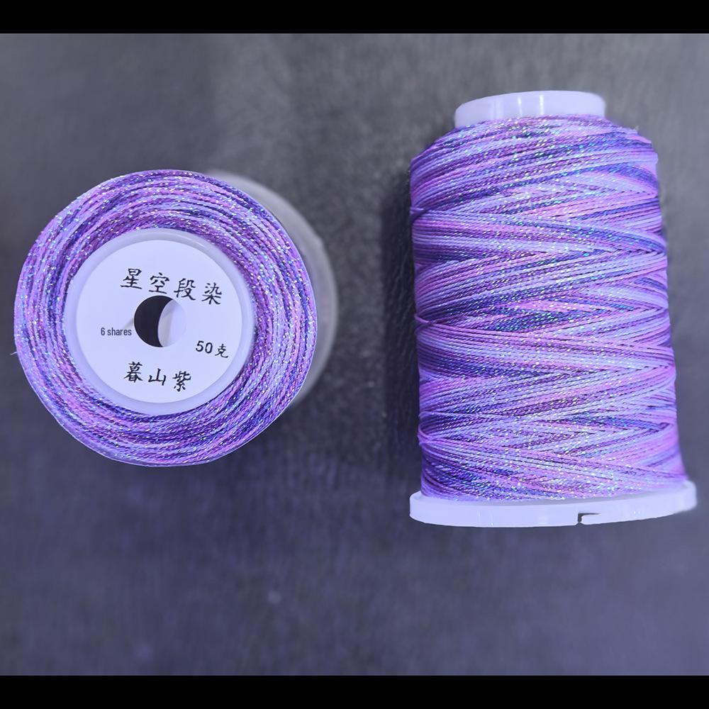 Starry Sky Gradient Yarn: 6-Strand Purple Illusion Tassel for DIY Bracelet & Handmade Weaving Accessories.