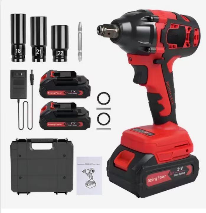 

Rechargeable Brushless Electric Impact Wrench with Large Torque, Lithium Battery, and Auto Repair Screwdriver Function