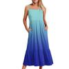 Women's Long Beach Casual Elegant Spaghetti Strap Maxi Dress Gradient Color Low-key Flowing Bohemian Dress