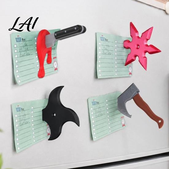 Safe PLA Plastic Decor 3D Knife/Ax/Dart/Boomerang Refrigerator Magnet for Kitchen Decor Funny Decorative Fridge Cool Gifts Colleagues with