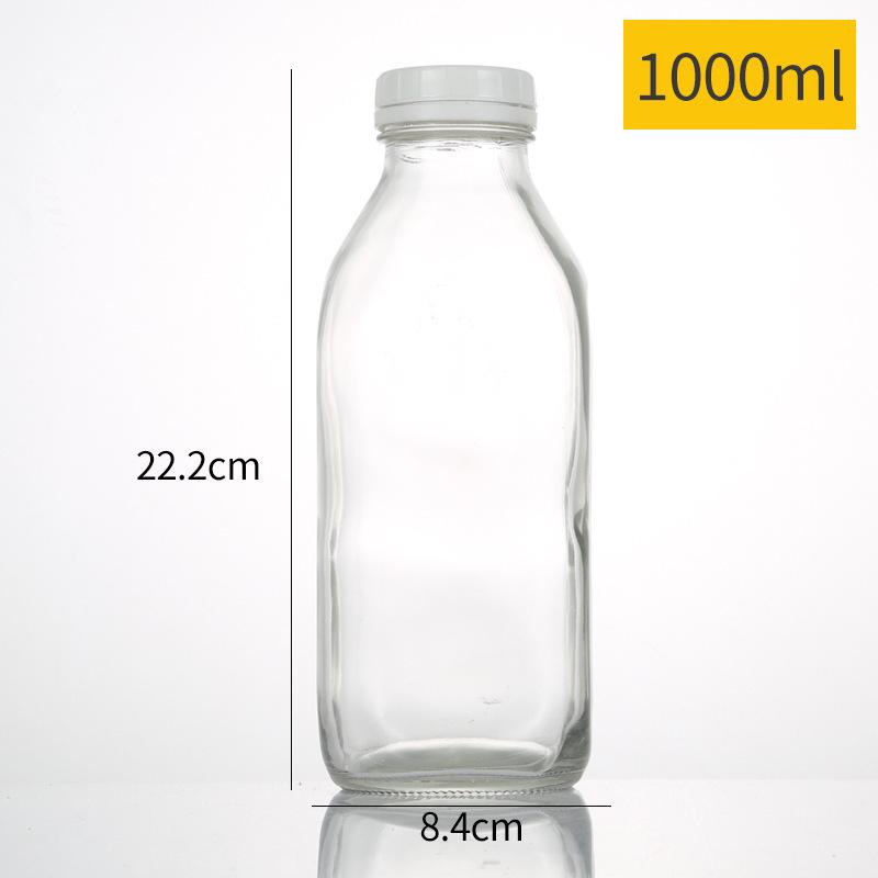 Multi-size Square Glass Bottles for Milk, Yogurt, or Juice - Transparent & Large Capacity