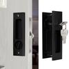 Set Maniglia Serratura a Scatto per Porta Scorrevole in Lega di Zinco Ferramenta per Porta di Bagno Balcone Armadio Nero
