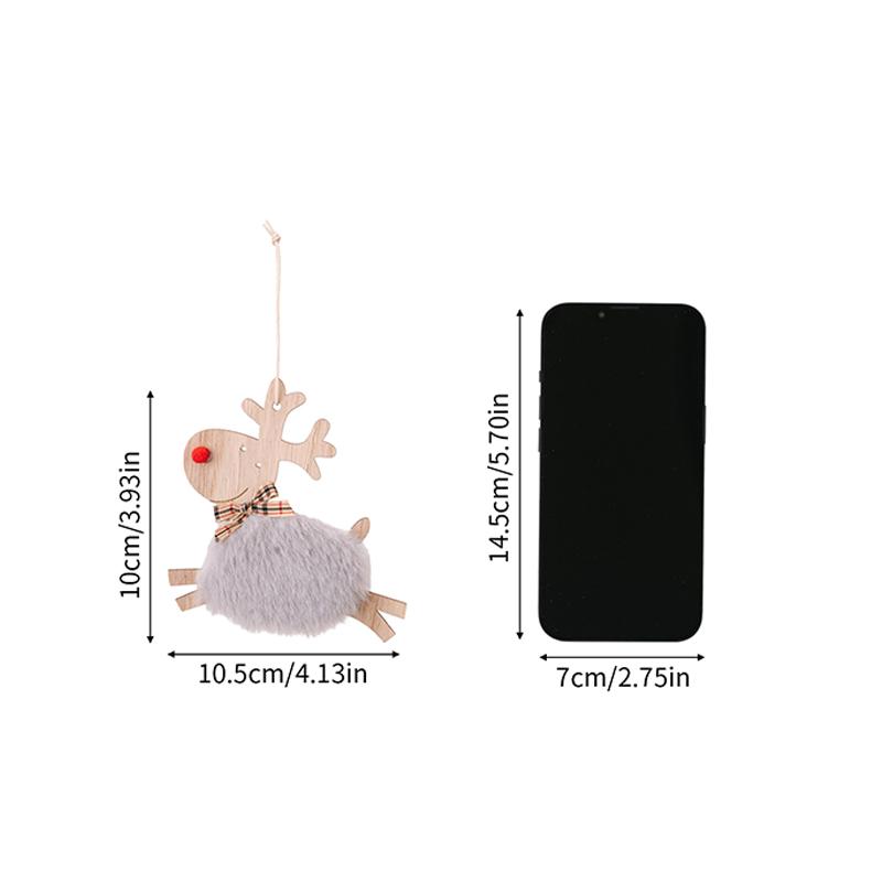 1PC Cute Christmas Tree Decor Xmas New Year Xmas Party Decor Wooden Plush Deer Pendant