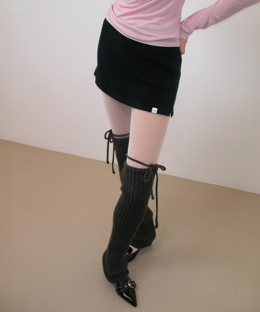 POEV Cable Knit Mini Skirt Shorts - Black