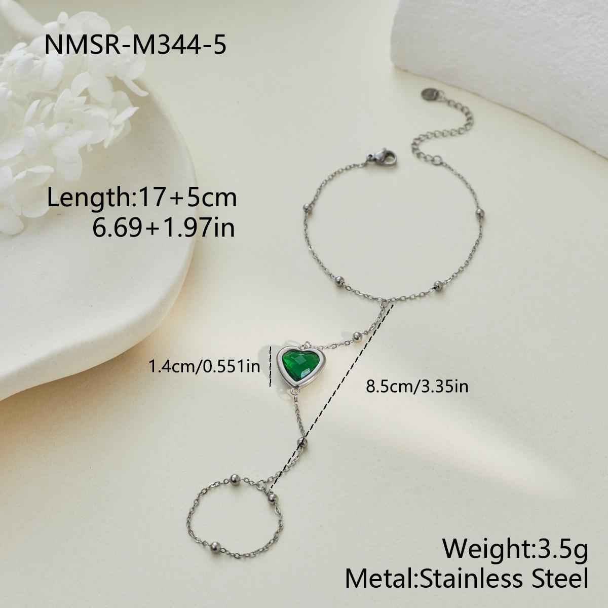 GEMCHIC Women s Geometric Green Stone Bracelet Set - Stainless Steel Fashion Jewelry for Daily & Party