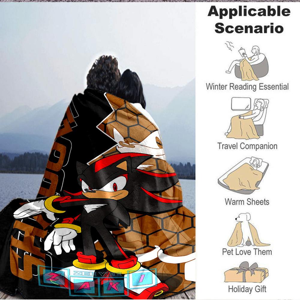 1 stuks Shadow Sonic Flanellen Deken, Zacht Huidvriendelijk met Digitale Print, Diverse Maten Verkrijgbaar voor Familie, Vrienden, Verjaardag