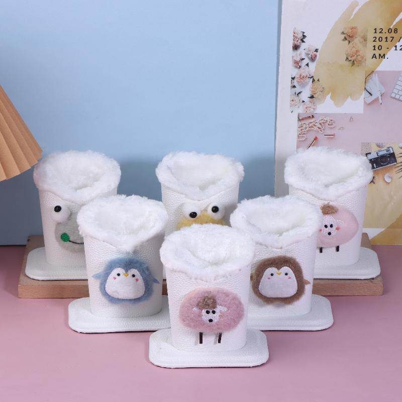 1Pc Plush Lined Glasses Case Cute Animal Design Faux Leather Ideal For Desk Or Bedside Table Protects Glasses And Pens