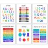 6 Learning Posters for Toddlers & Kids – 11"×14 "Alphabet, Numbers, Colours, Shapes, Days of the Week & Months – Educational Wall Charts for