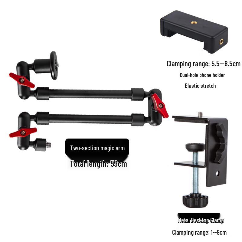 Multifunctional Desktop Clamp Mount with Magic Arm for Phones & Cameras