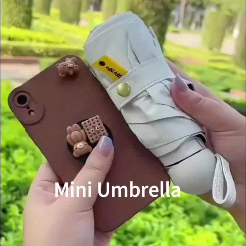 

Однотонный складной мини-зонт, 6 спиц, повседневный легкий прочный портативный зонт для мужчин и женщин бежевый