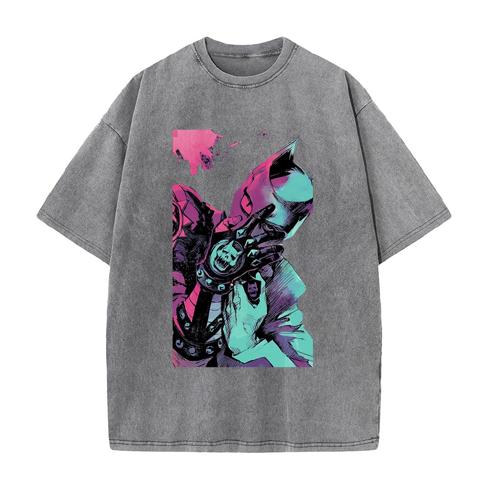 Killer Queen Kira Yoshikage Print T-shirt Anime JoJo's Bizarre Adventure Men Women Cotton Tshirts Washed T Shirt Harajuku Tops
