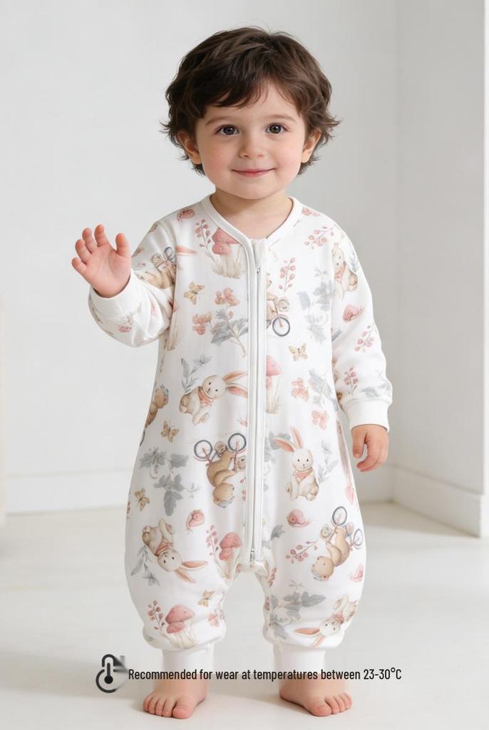Four Seasons Pure Cotton Baby Sleeping Bag with Zipper - Anti-kick Design for Air-Conditioned Rooms