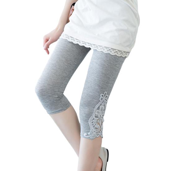 

Укороченные леггинсы с высокой талией, подтягивающие ягодицы, йога-брюки с кружевной вставкой, однотонные эластичные леггинсы, женские леггинсы L серый