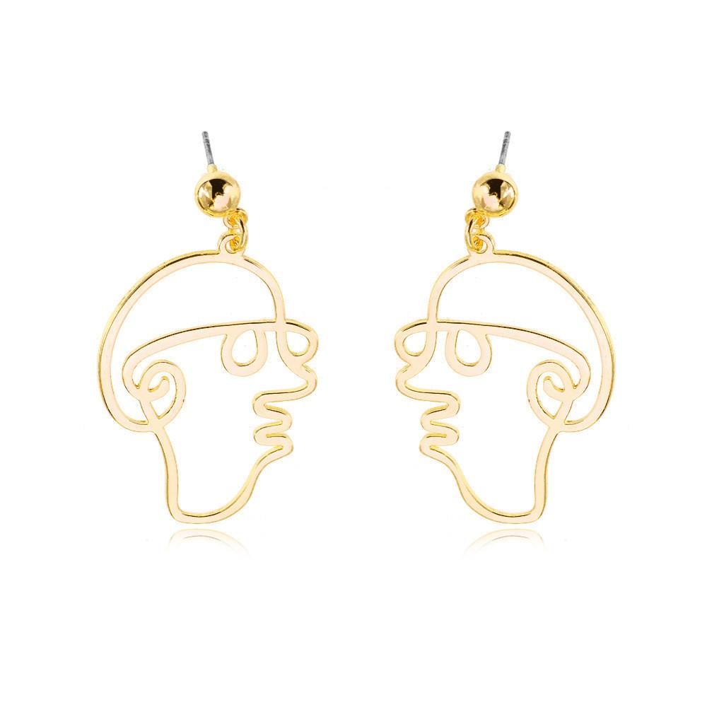 Alloy Face Elegant Earrings For Women Modern Cartoon Expression Design Jewelry