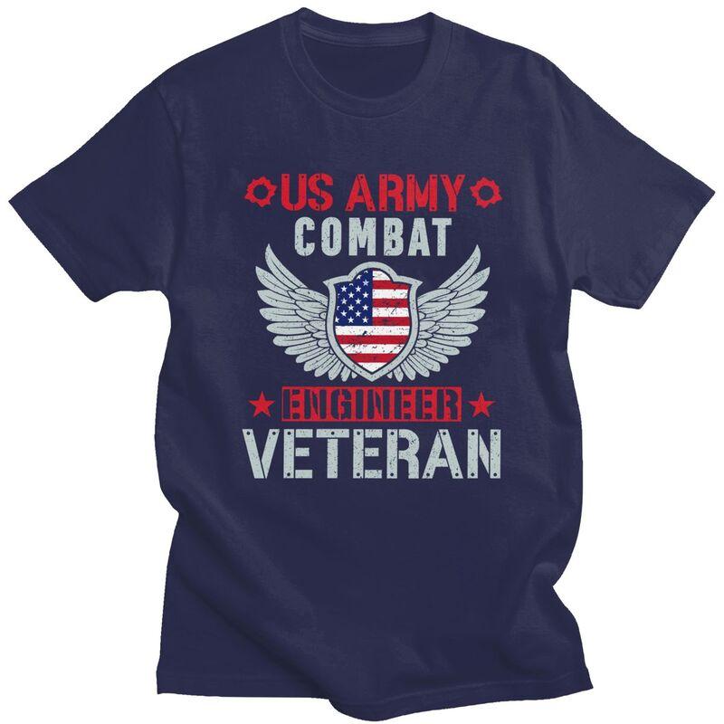 Custom US Army Combat Engineer Veteran T Shirt for Men Tshirt Tees Tshirts Slim Fit