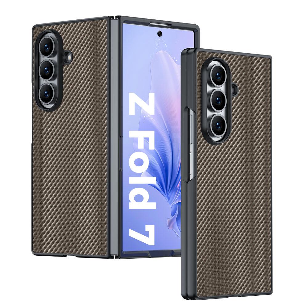 Applicable To Samsung ZFold7 Mobile Phone Case Plain Leather Lamb Leather Anti-drop Folding Business Ultra-thin ZFold6 Protective Case