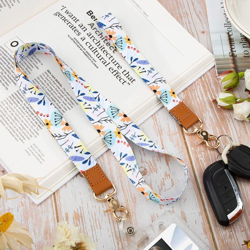 Flowers Pattern Flowers Lanyards Adjustable Credit Card Holder Gift Id Badge Holder  Office