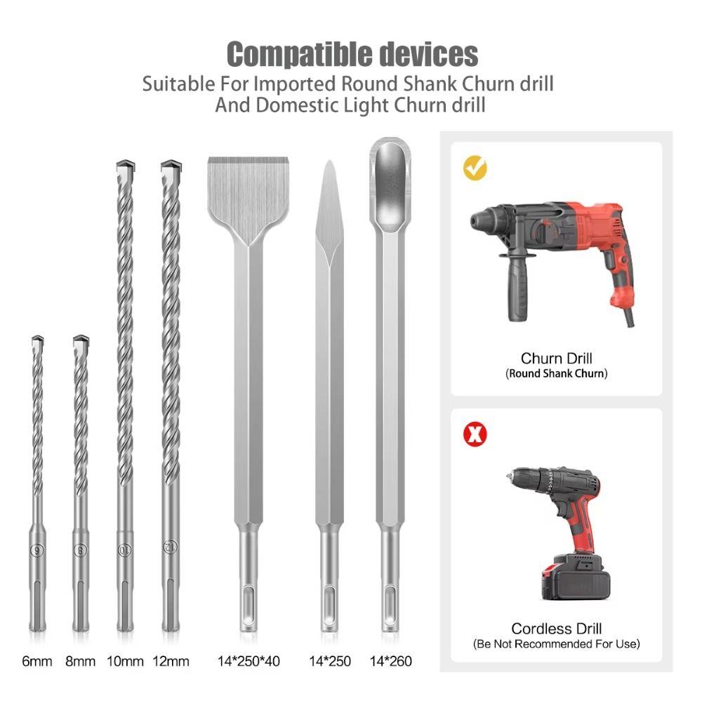 Chromium Steel Electric Hammer Drill Bit Set SDS Plus Rotary Hammer Bits Drill Bit  Home Supply