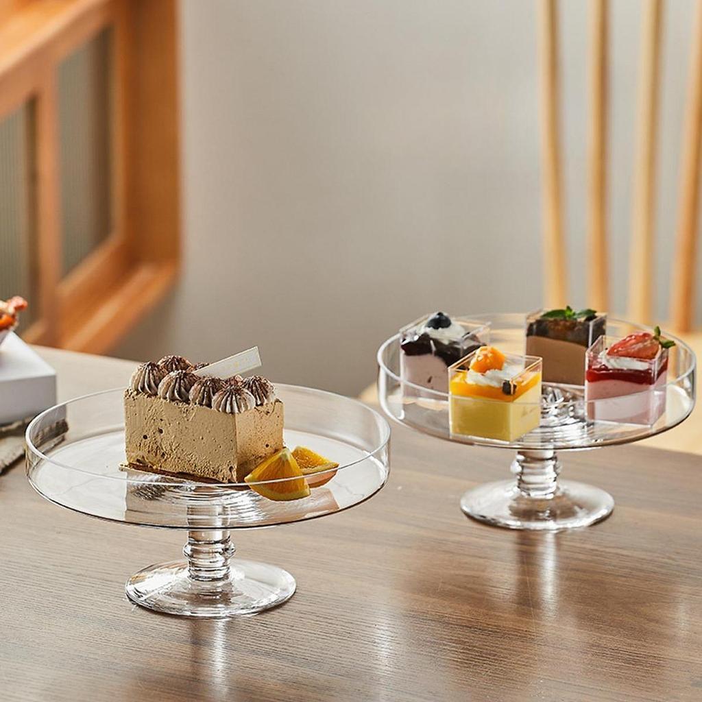 Glass Cake Stand with Lid Multiuse Bread Plate for Hotels Party Shop Display S