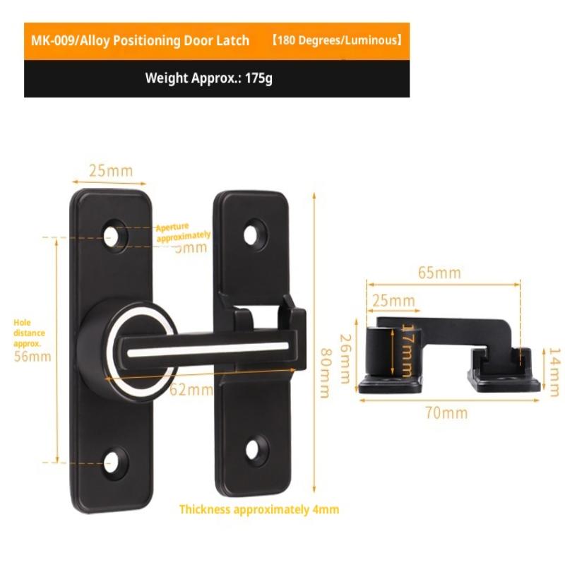 Door Lock Zinc Alloy 90 Degree Sliding Door Latch Heavy Duty Barn Gate Bolt Protect Privacy Cabinet Closet