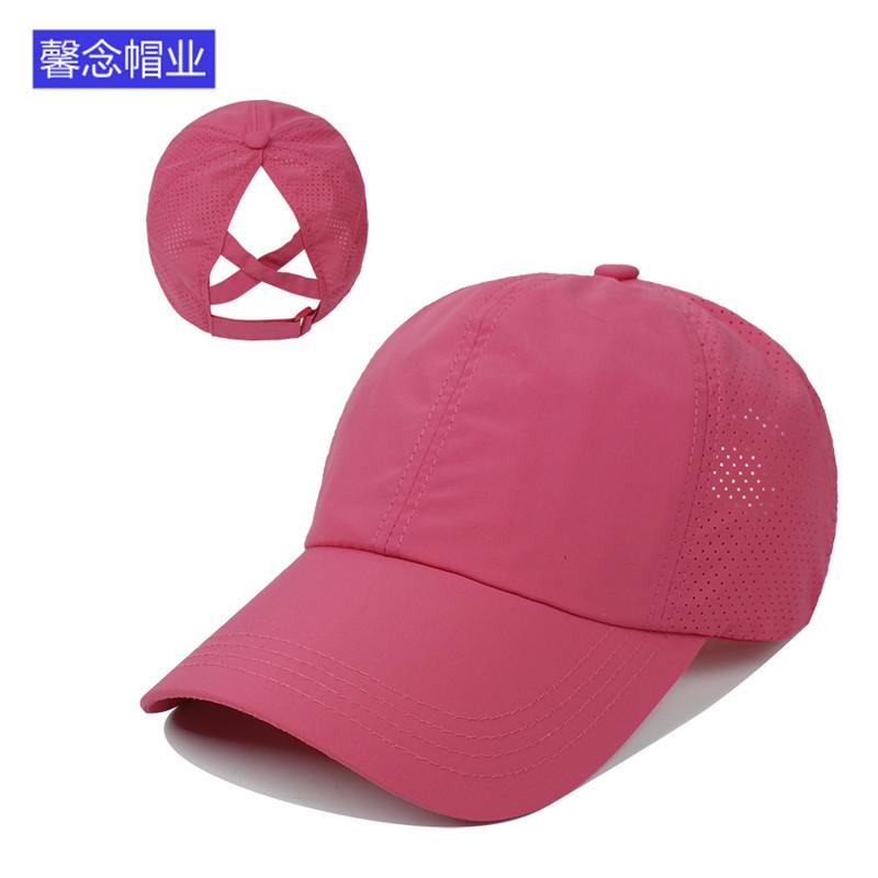Cross-border Summer Solid Color Baseball Cap Women's Sports Casual Cross Ponytail Cap Mesh Quick-drying Half-empty Peaked