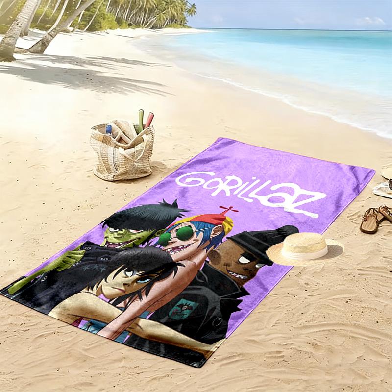 Gorillaz Band Design 2D Flat Print Beach Towel, Large Soft Quick Dry Towel for Beach Camping SwimmingXSTJ0915546