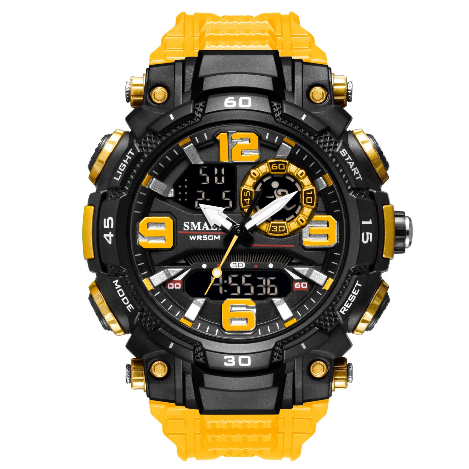 

New Military Wrist Watches For Men Brand 1921 Dual Time Zone Waterproof 50M Stopwatch Sport Watches оранжевый