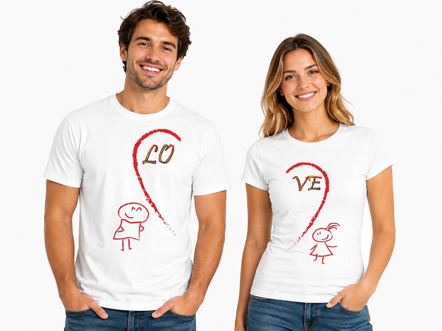 Love Matching Couple T-Shirts Funny His Hers Romantic Gift Tops L
