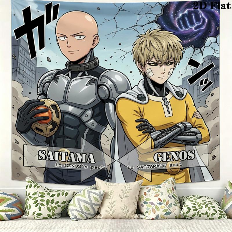 Onepunch Man Wall Tapestry Aesthetic Wall Hanging Printed Fabric Blanket Decorative Tapestries For Bedroom Living Room Home Decor