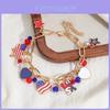 American Independence Day Flag Pendant Bracelet With Alloy And Diamond For July Celebration