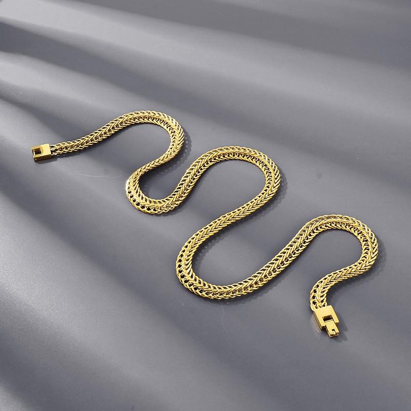 Stainless Steel Double Chain Men's Necklace Women Gold Color Special Keel Chain Necklace Hip Hop Colorful Charm Party Jewelry