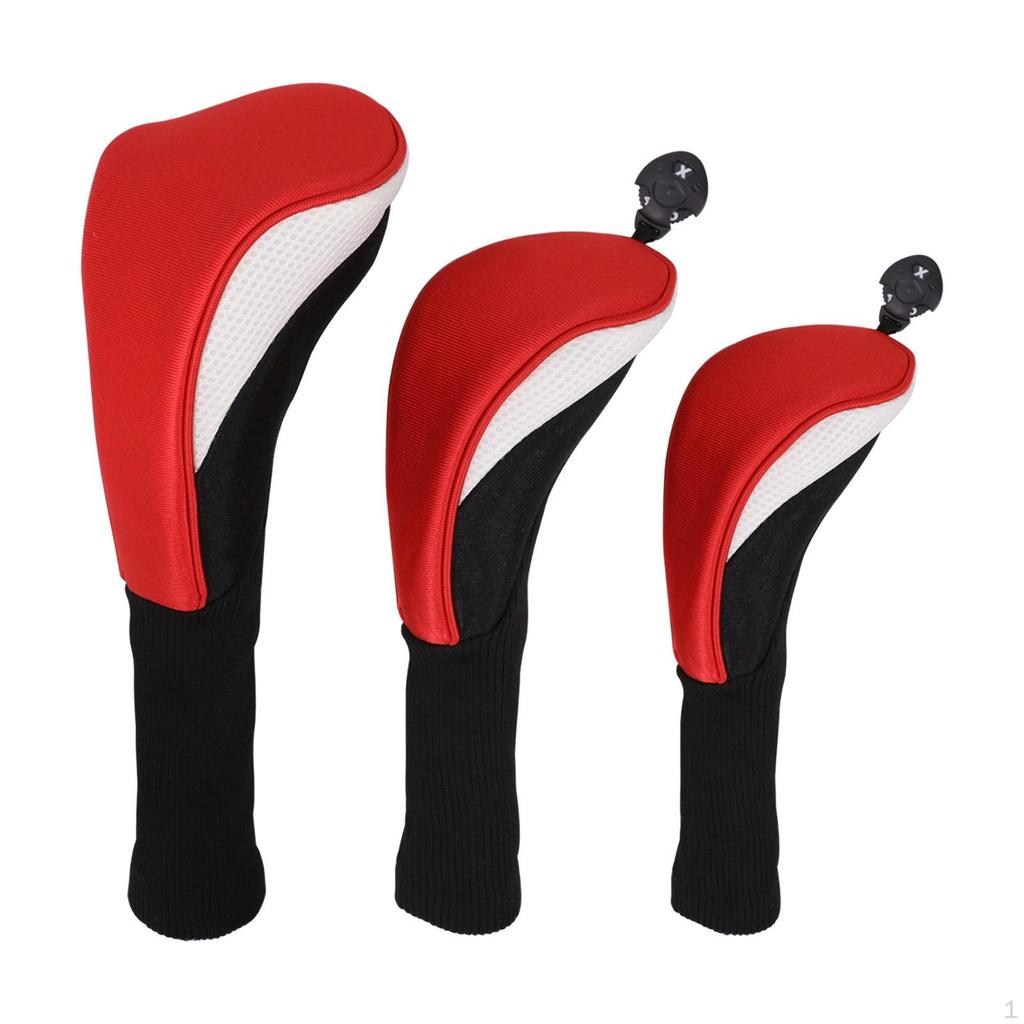 3 Golf Club Covers with Interchangeable Number Tags for Outdoor Use