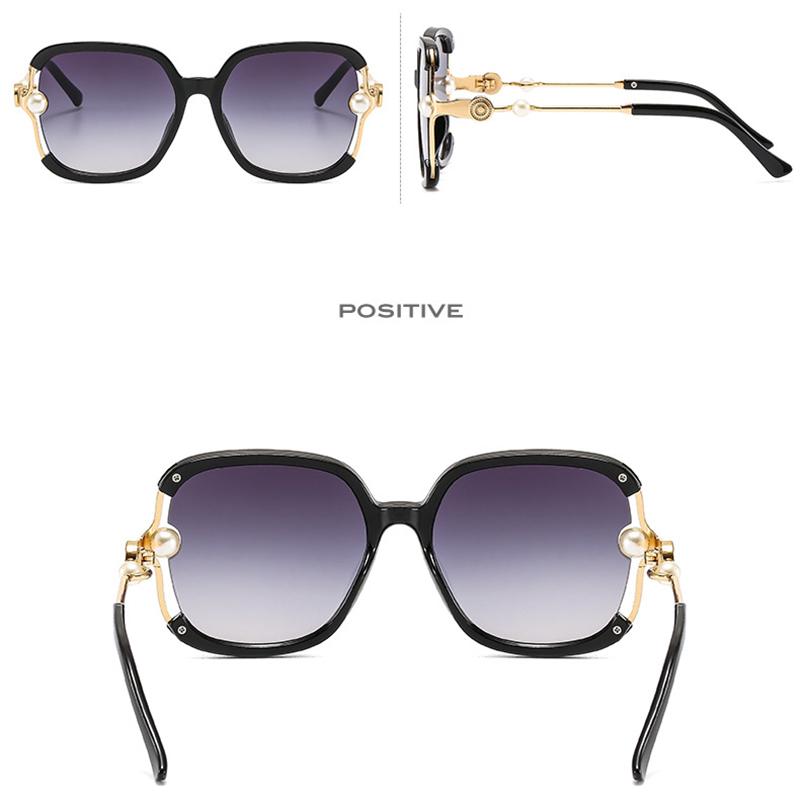 Luxury Designer Square Big Frame Sunglasses Women Fashion Vintage Pearl Oversized Sun Glasses Female Eyewear