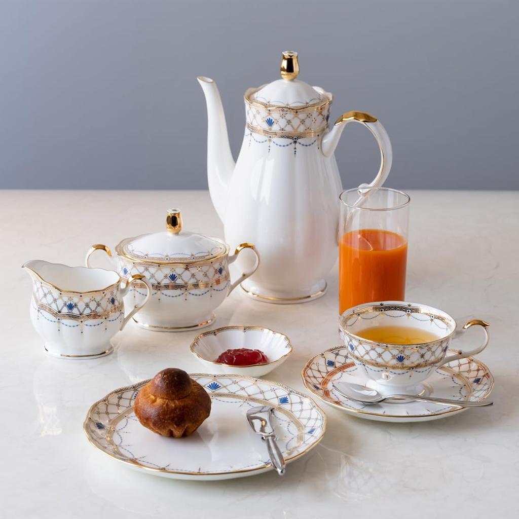 Narumi Prima Donna Gold Tea and Coffee Cup & Saucer Set, 210cc, 2 Pairs
