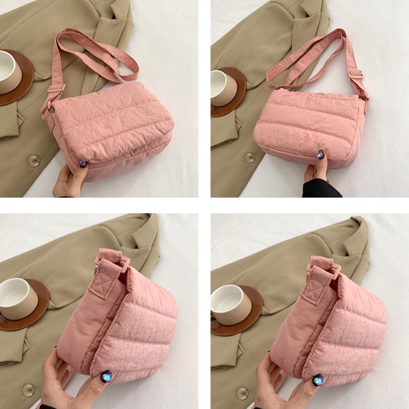 Casual Small Square Crossbody Bag for Women Minimalist Solid Color Shoulder Bag Soft Flap Purse