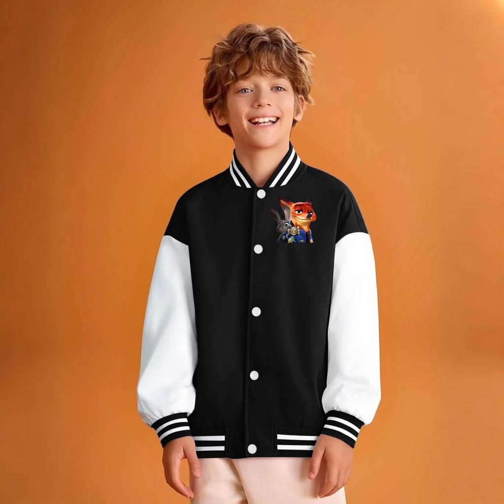 Kids' Fashionable Casual Long-Sleeved Hooded Print Jacket