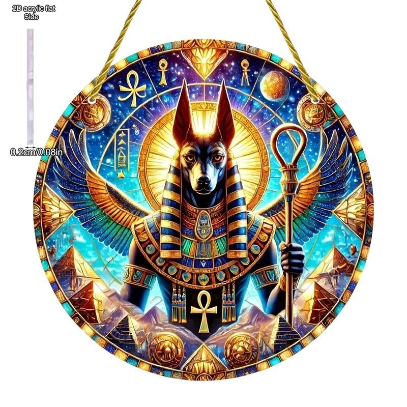 Egyptian Goddess and Pharaoh Acrylic Sun Catcher, Ancient Egyptian Mythological Theme, novelty home decor, Perfect Durable for Bedroom