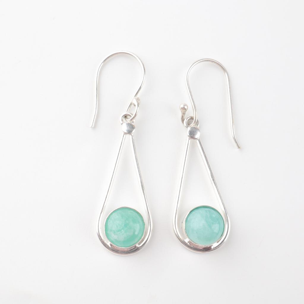 Amazonite Gemstone 925 Sterling Silver Jewelry Handmade Women Earrings 1.76" EE-126-24