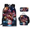 Japan Cartoon Comics Demon Slayer Student Backpack  Stylish Three-Piece Backpack Set 0013