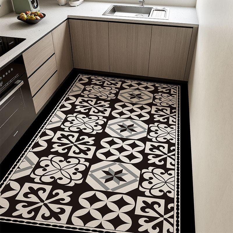 Pvc Scrubbable Leave-In Kitchen Floor Mat Non-Slip, Oil-Proof And Waterproof Household Floor Mat Foyer Entry Anti-Dirty Leather Carpet