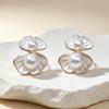 Retro Light Luxury Shell Pearl Enamel Stud Earrings