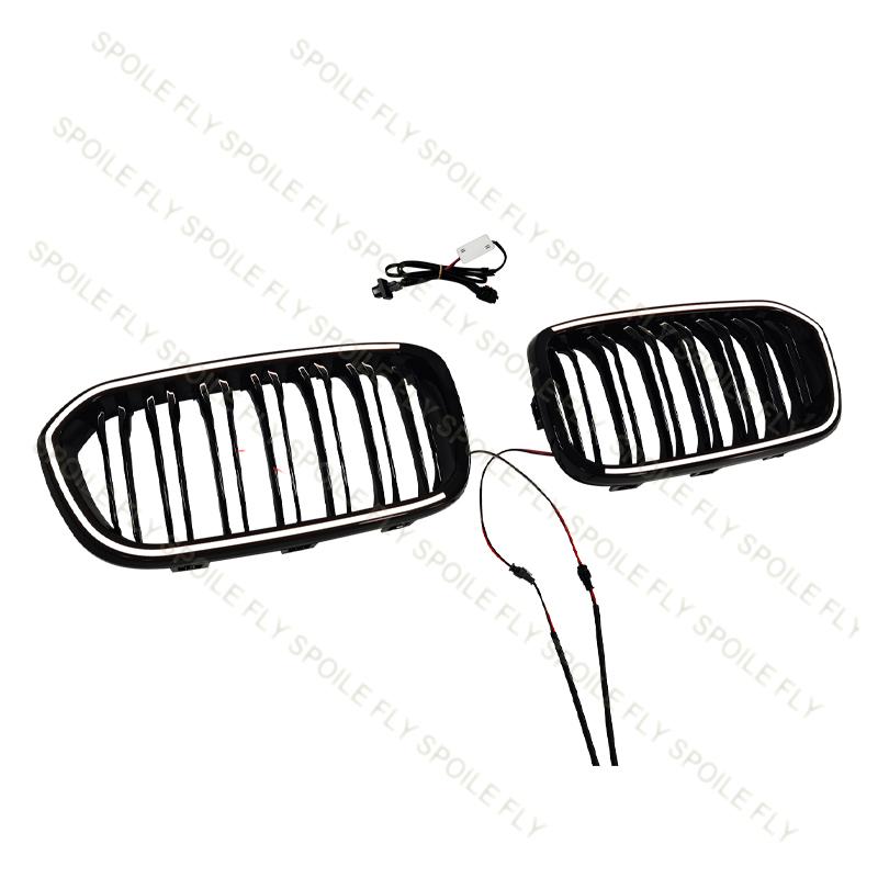 For BMW 1 Series F20 F21 2015-2019 High Quality ABS LED Racing Grills Car Front Bumper Grille Glossy Black With LED Lamp BodyKit